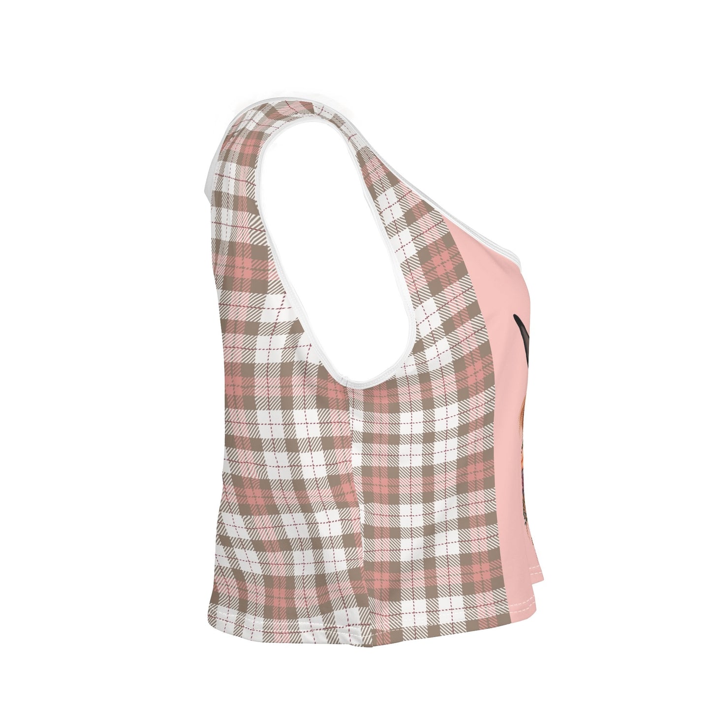 Pink Highland and Soft Checkers - Womens Sleeveless Crop Top – Soft, Lightweight, Versatile Fit (S-5XL)