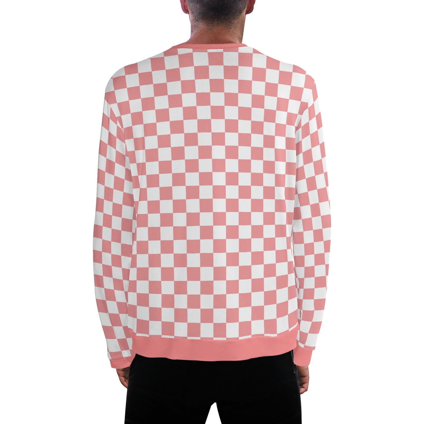 Retro Groovy Pink Checkered - Unisex Casual Pullover Sweatshirt – Stylish, Comfortable, and Versatile