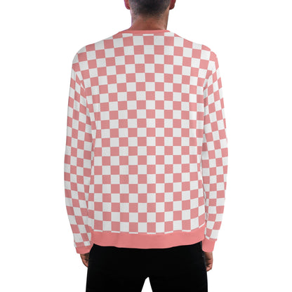 Retro Groovy Pink Checkered - Unisex Casual Pullover Sweatshirt – Stylish, Comfortable, and Versatile