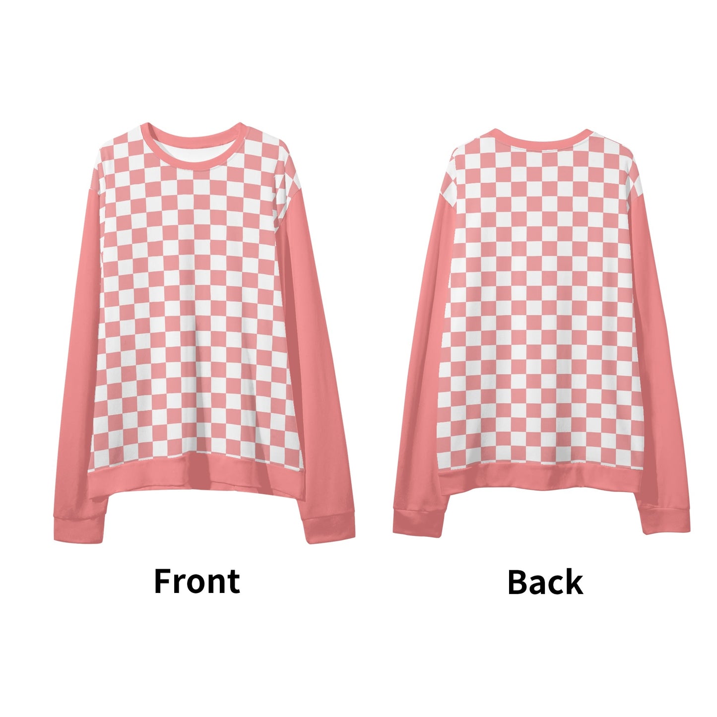 Retro Groovy Pink Checkered - Unisex Casual Pullover Sweatshirt – Stylish, Comfortable, and Versatile