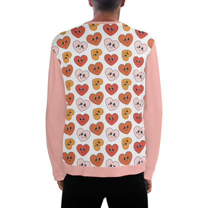 Retro Groovy Smiling Hearts - Unisex Casual Pullover Sweatshirt – Stylish, Comfortable, and Versatile