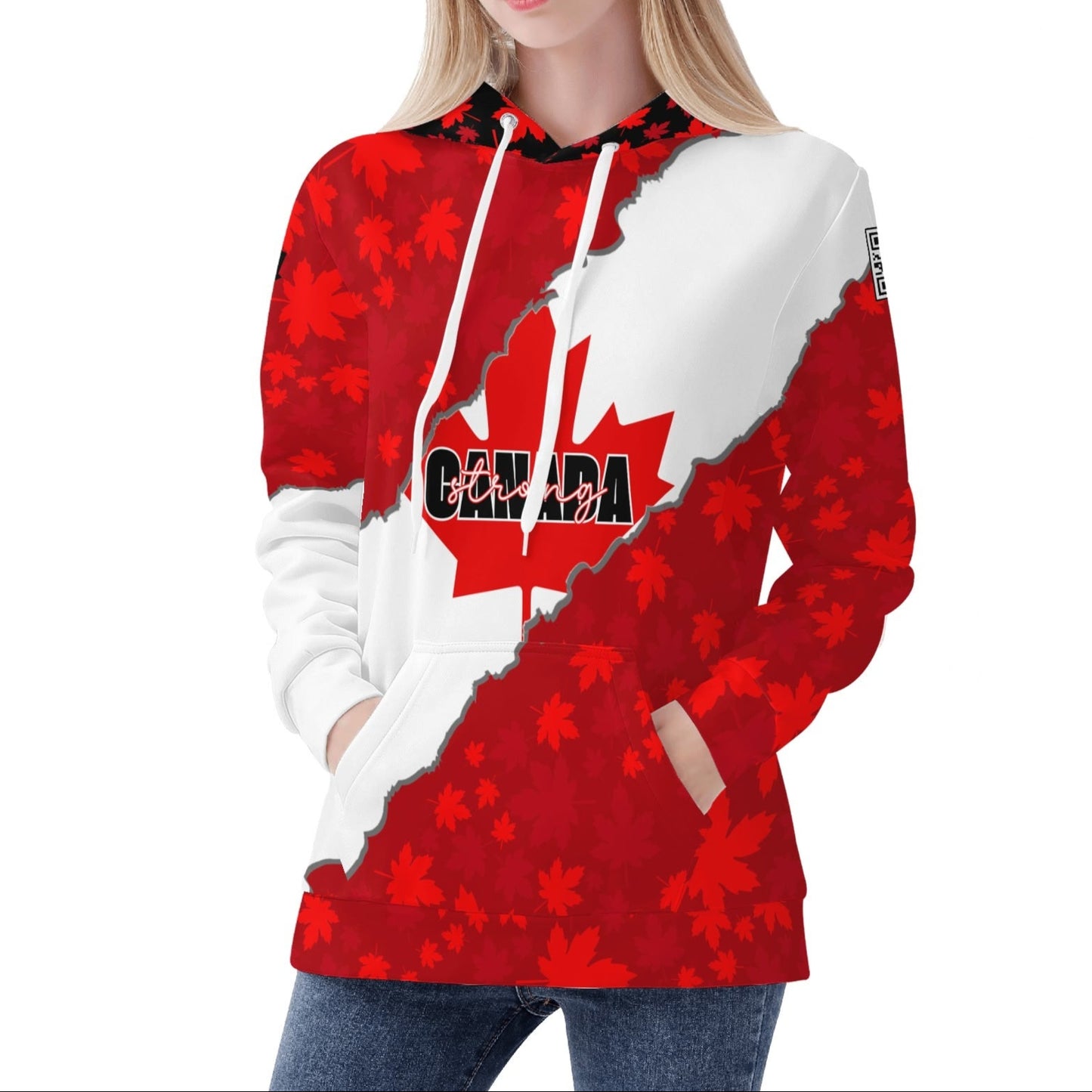 Canada Strong Maple Leaf - Womens Warm Velvet Hoodie