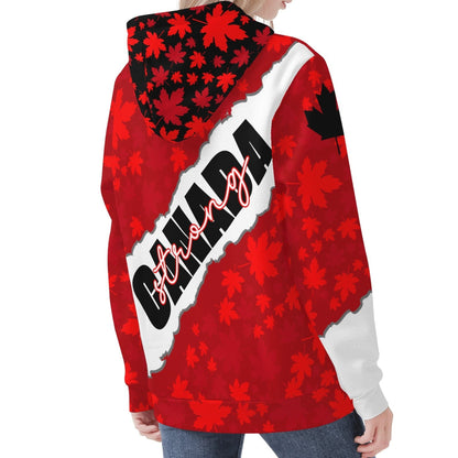 Canada Strong Maple Leaf - Womens Warm Velvet Hoodie