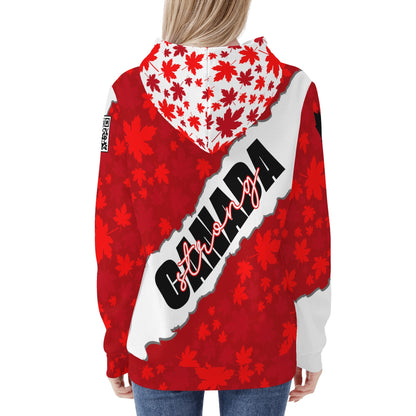 Canada Strong Maple Leaf - Womens Warm Velvet Hoodie