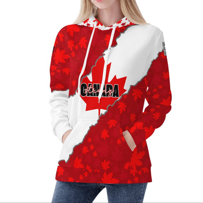 Canada Strong Maple Leaf - Womens Warm Velvet Hoodie