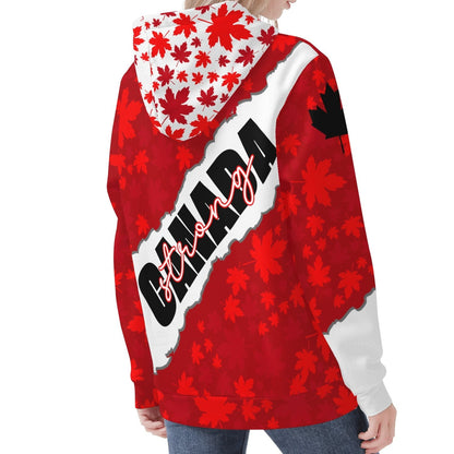 Canada Strong Maple Leaf - Womens Warm Velvet Hoodie