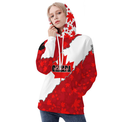 Canada Strong Maple Leaf - Womens Warm Velvet Hoodie