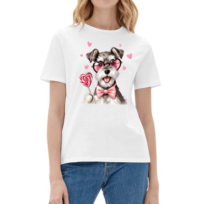 Valentines Day Miniature Schnauzer - Womens 100% Soft Cotton Dog T-Shirt