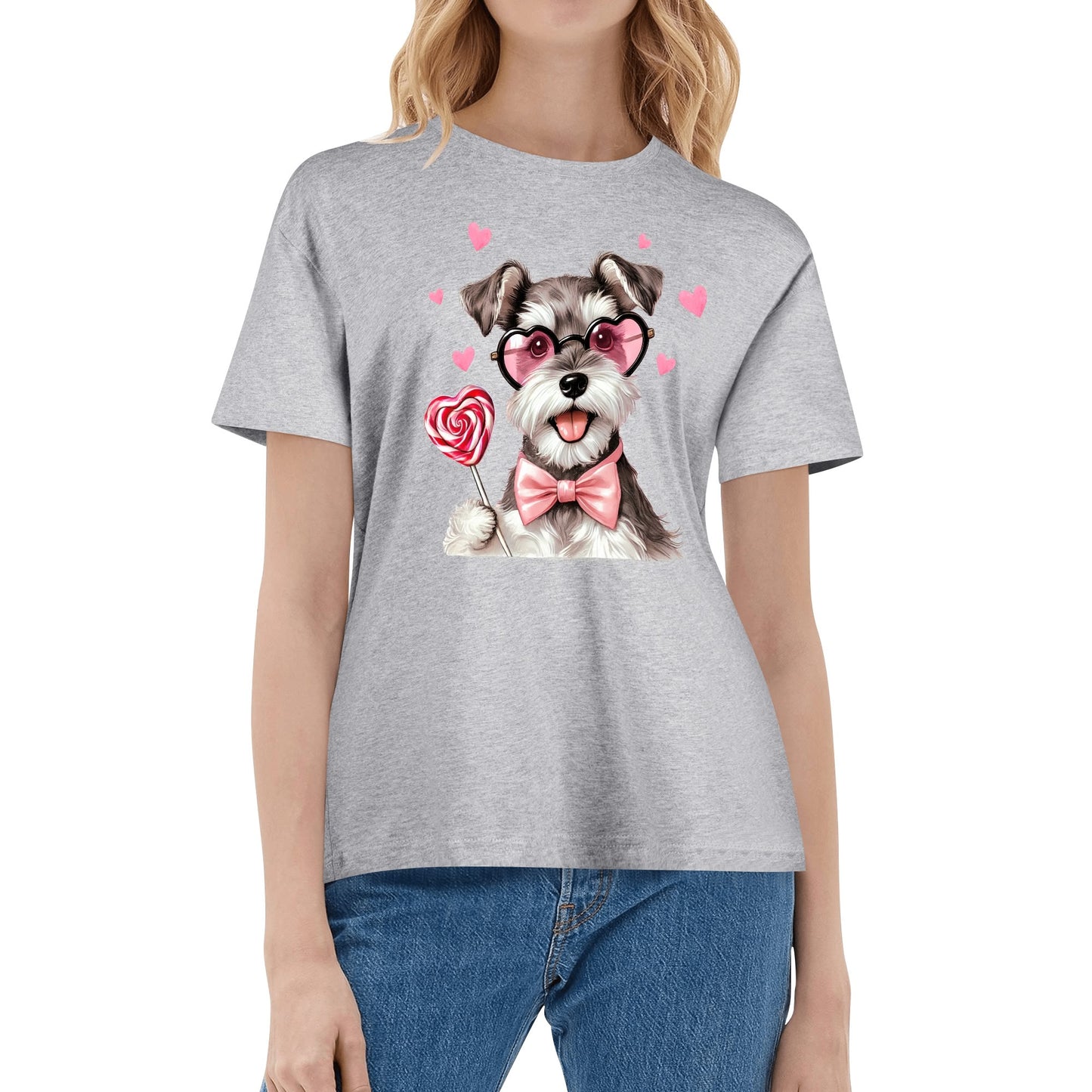 Valentines Day Miniature Schnauzer - Womens 100% Soft Cotton Dog T-Shirt