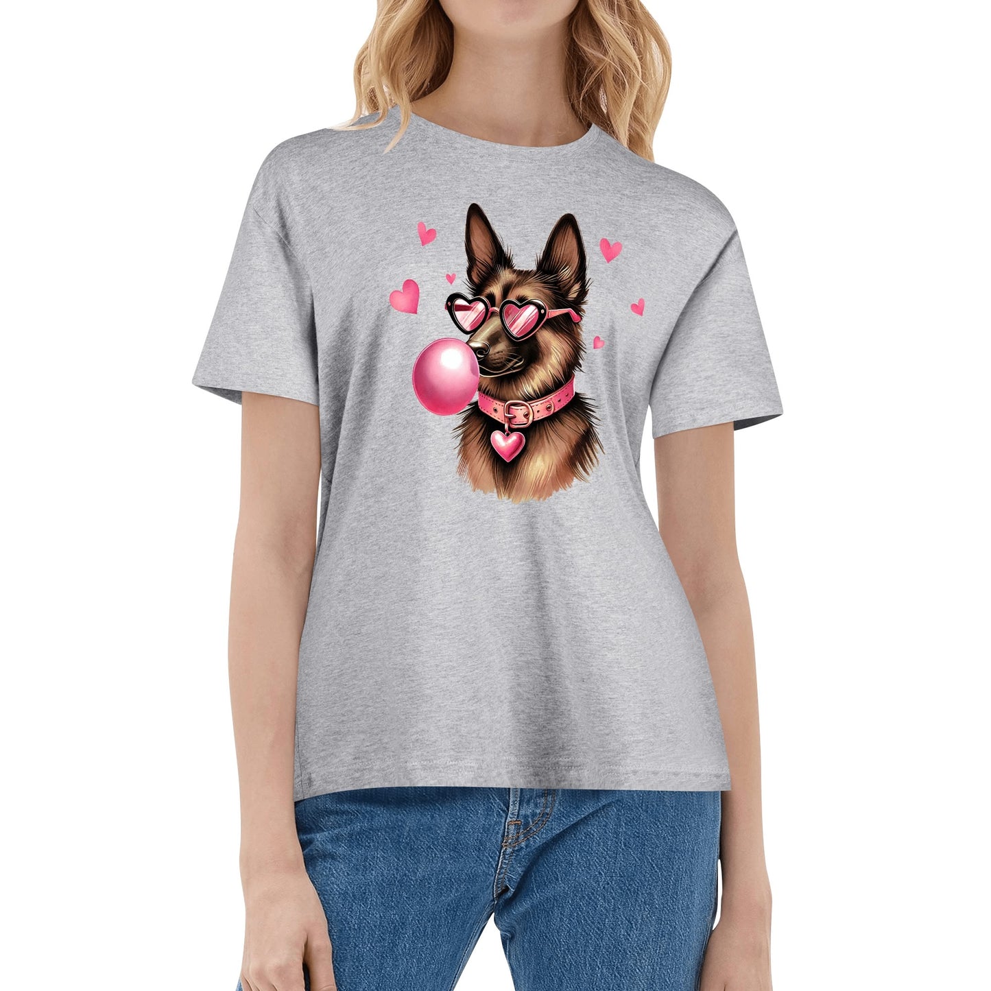 Valentines Day Pooches Part 1 - Womens 100% Soft Cotton Dog T-Shirt