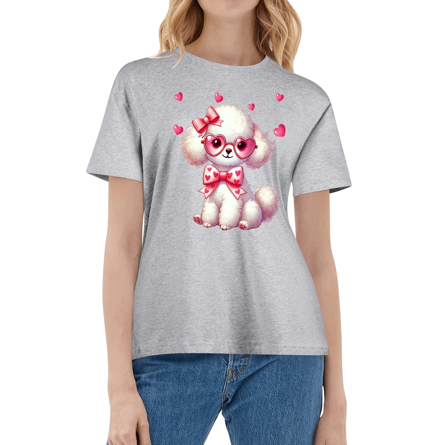 Valentines Day Pooches Part 1 - Womens 100% Soft Cotton Dog T-Shirt