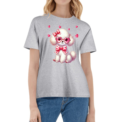 Valentines Day Pooches Part 1 - Womens 100% Soft Cotton Dog T-Shirt