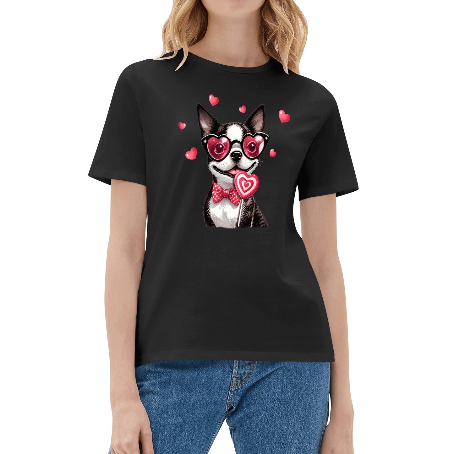 Valentines Day Pooches Part 1 - Womens 100% Soft Cotton Dog T-Shirt