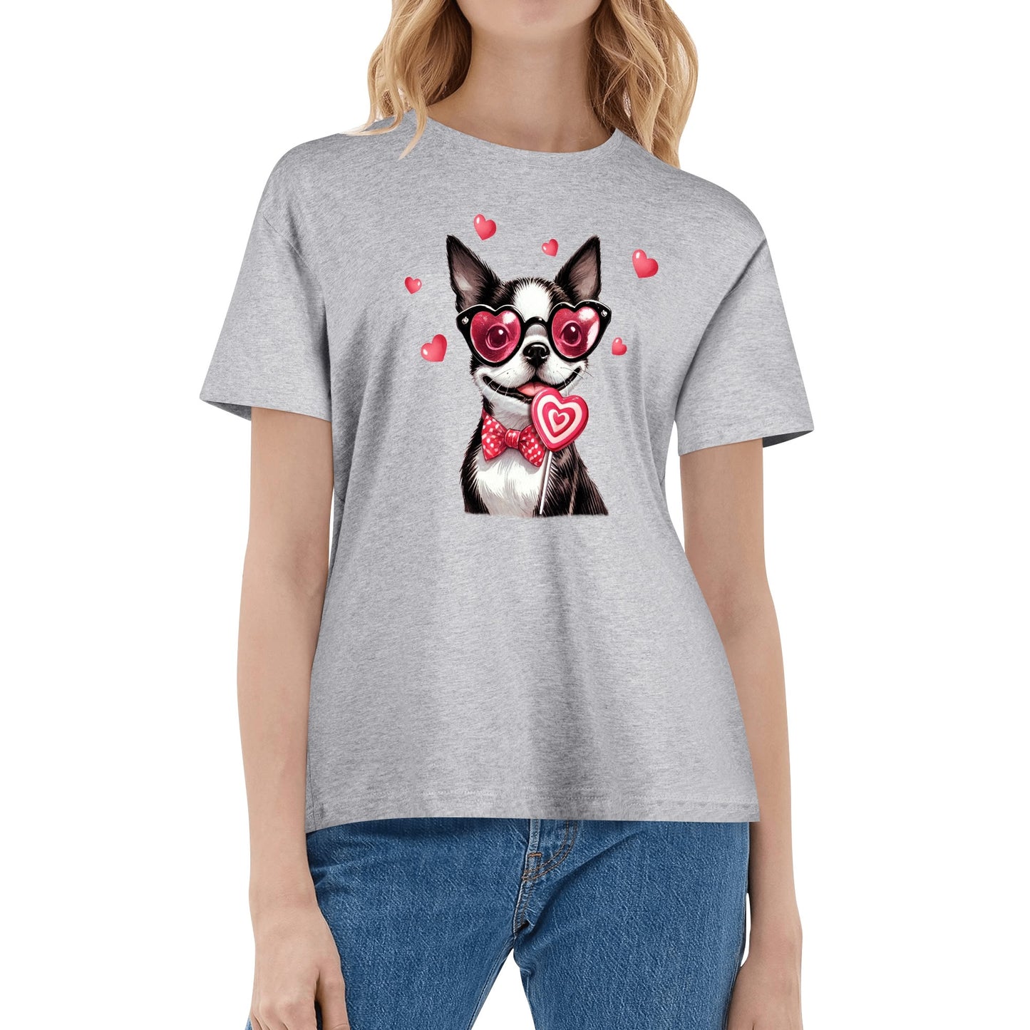 Valentines Day Pooches Part 1 - Womens 100% Soft Cotton Dog T-Shirt