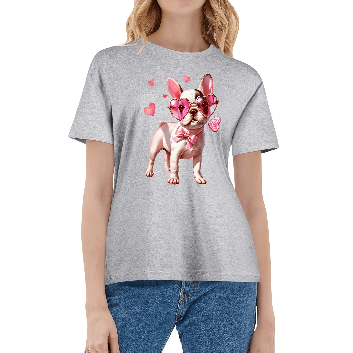 Valentines Day Pooches Part 1 - Womens 100% Soft Cotton Dog T-Shirt