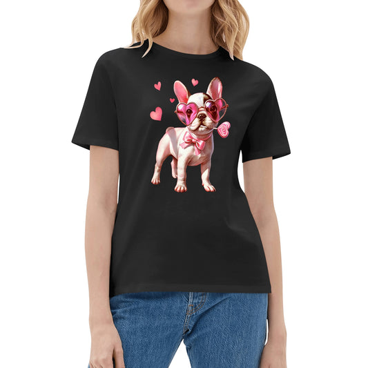 Valentines Day Pooches Part 1 - Womens 100% Soft Cotton Dog T-Shirt