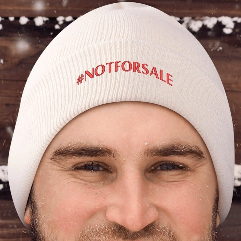 Canada is #NOTFORSALE - Retro Gradient Embroidered Knit Beanie – Stylish and Warm Winter Toque