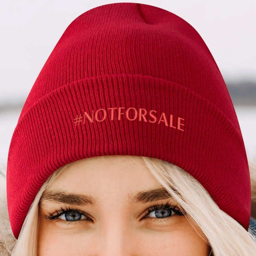 Canada is #NOTFORSALE - Retro Gradient Embroidered Knit Beanie – Stylish and Warm Winter Toque