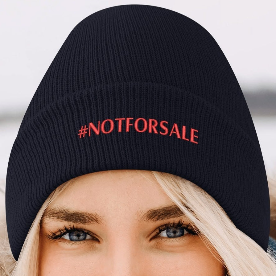 Canada is #NOTFORSALE - Retro Gradient Embroidered Knit Beanie – Stylish and Warm Winter Toque