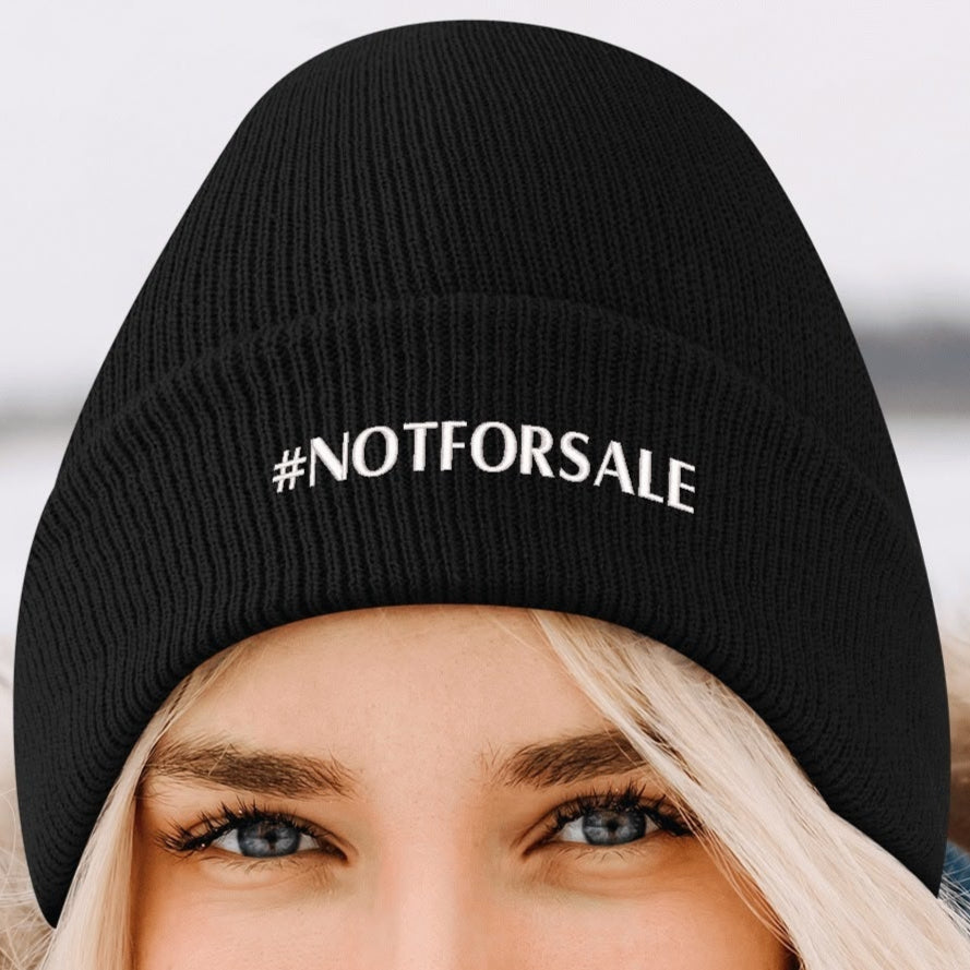 Canada is #NOTFORSALE - Retro Gradient Embroidered Knit Beanie – Stylish and Warm Winter Toque