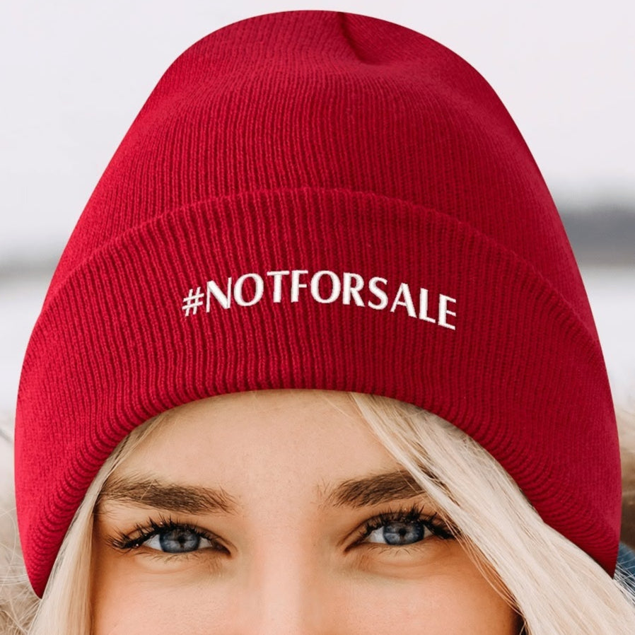 Canada is #NOTFORSALE - Retro Gradient Embroidered Knit Beanie – Stylish and Warm Winter Toque