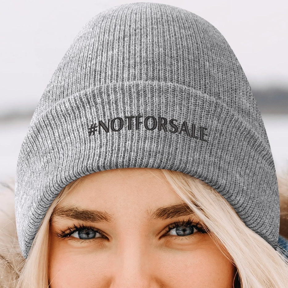 Canada is #NOTFORSALE - Retro Gradient Embroidered Knit Beanie – Stylish and Warm Winter Toque