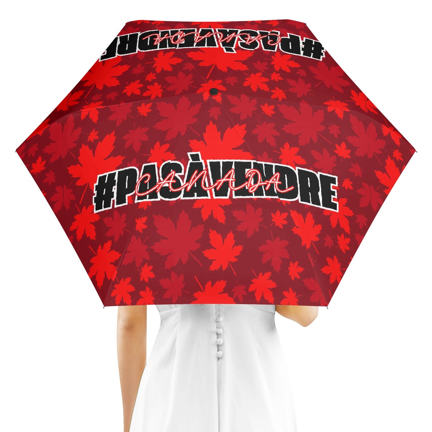 Canada n’est #PASÀVENDRE – Parapluie entièrement automatique avec impression extérieure – Unique, élégant et durable