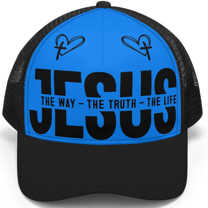 JESUS The Way The Truth The Life - Bright & Bold Breathable Mesh Trucker Cap – Adjustable Snapback Design