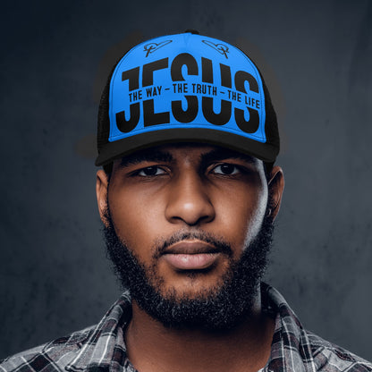 JESUS The Way The Truth The Life - Bright & Bold Breathable Mesh Trucker Cap – Adjustable Snapback Design