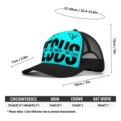 JESUS The Way The Truth The Life - Bright & Bold Breathable Mesh Trucker Cap – Adjustable Snapback Design