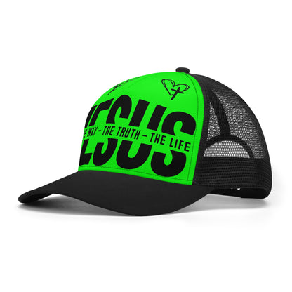 JESUS The Way The Truth The Life - Bright & Bold Breathable Mesh Trucker Cap – Adjustable Snapback Design