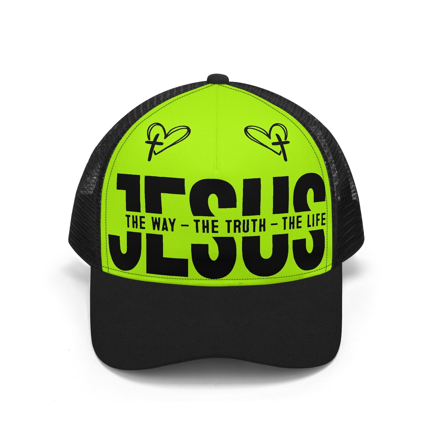 JESUS The Way The Truth The Life - Bright & Bold Breathable Mesh Trucker Cap – Adjustable Snapback Design