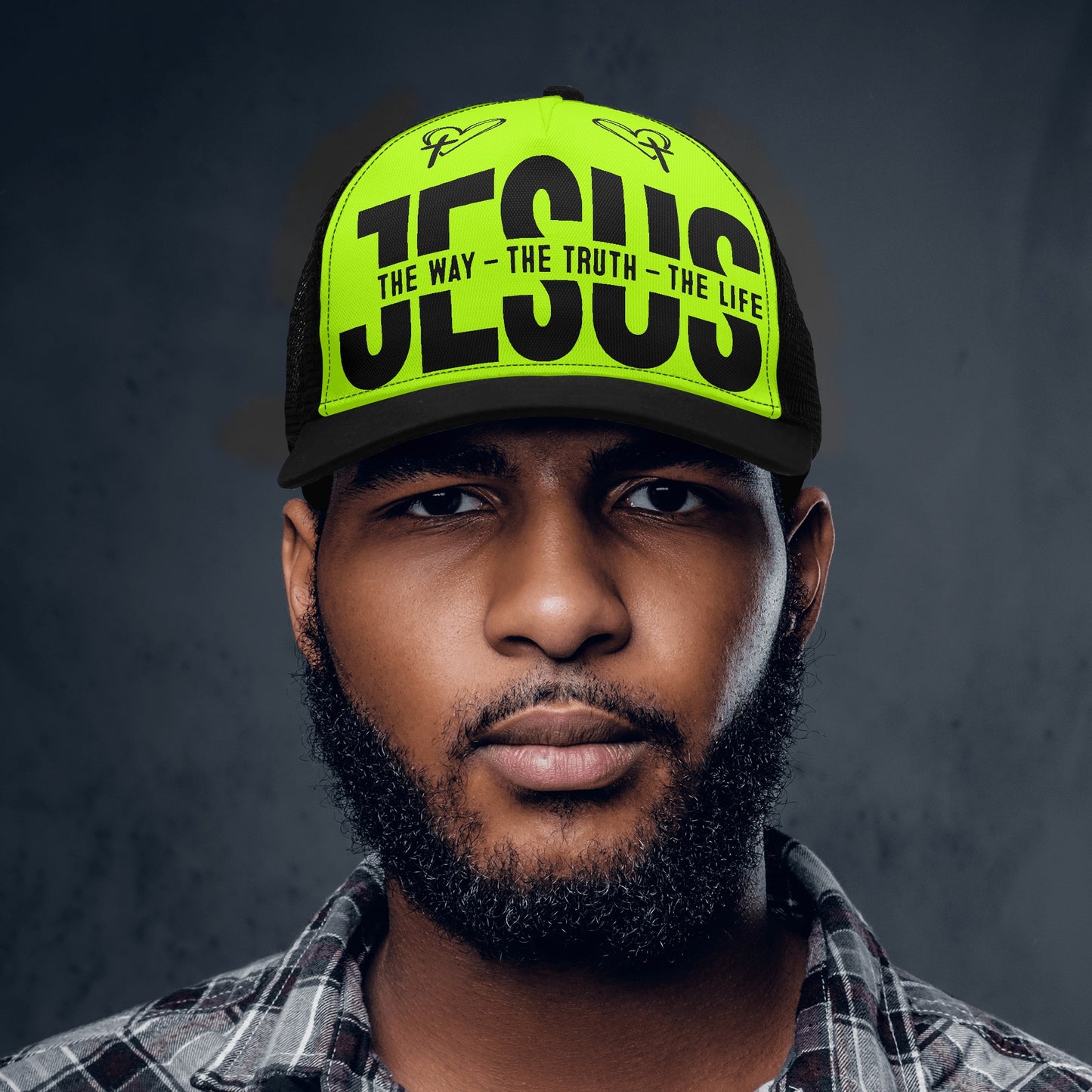 JESUS The Way The Truth The Life - Bright & Bold Breathable Mesh Trucker Cap – Adjustable Snapback Design