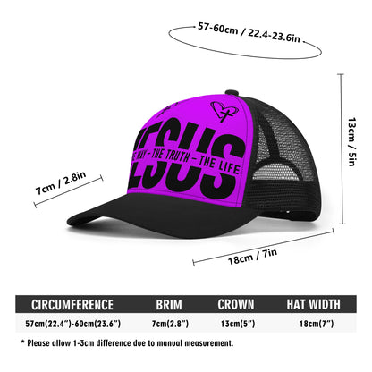 JESUS The Way The Truth The Life - Bright & Bold Breathable Mesh Trucker Cap – Adjustable Snapback Design