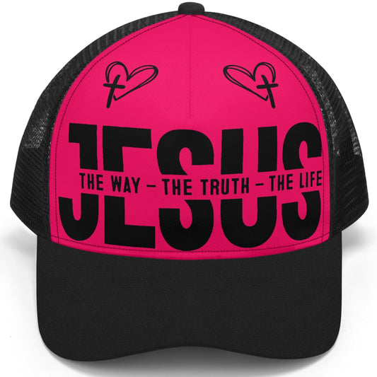 JESUS The Way The Truth The Life - Bright & Bold Breathable Mesh Trucker Cap – Adjustable Snapback Design