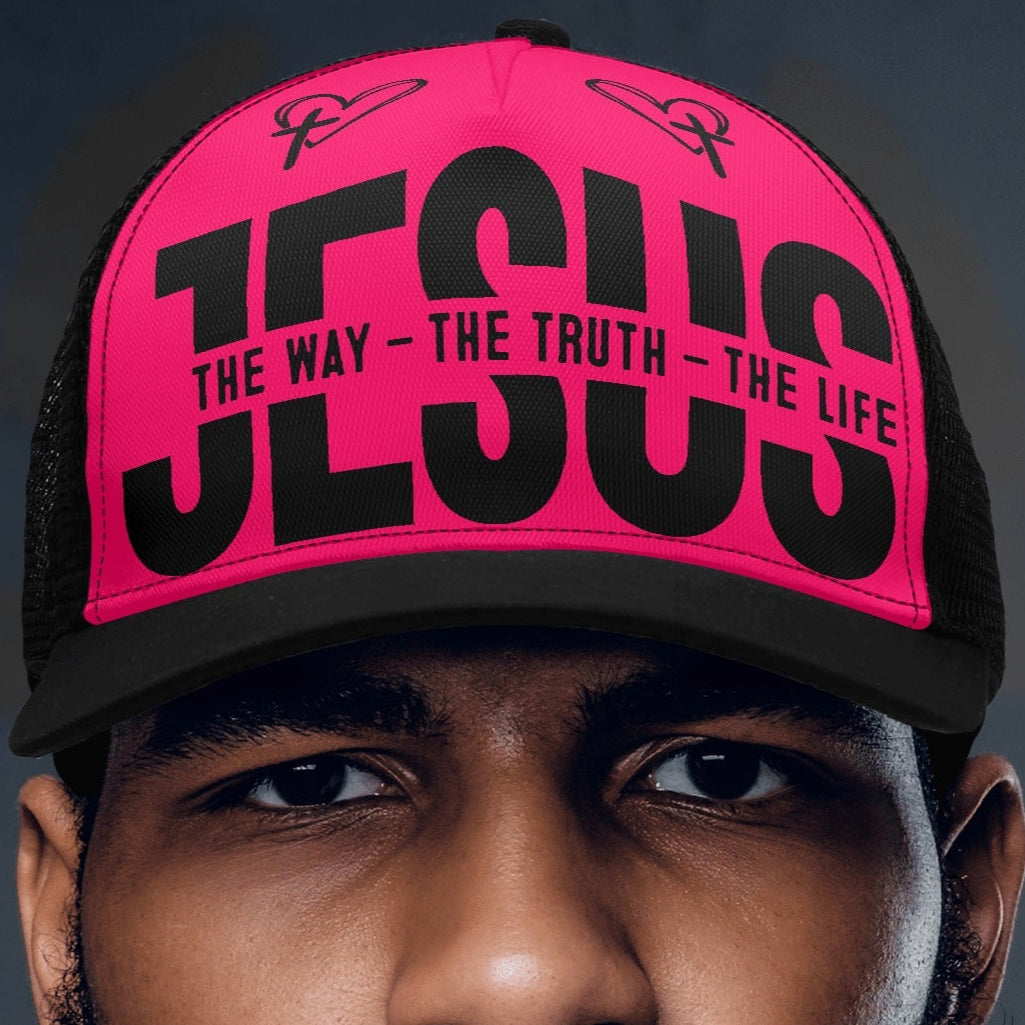 JESUS The Way The Truth The Life - Bright & Bold Breathable Mesh Trucker Cap – Adjustable Snapback Design