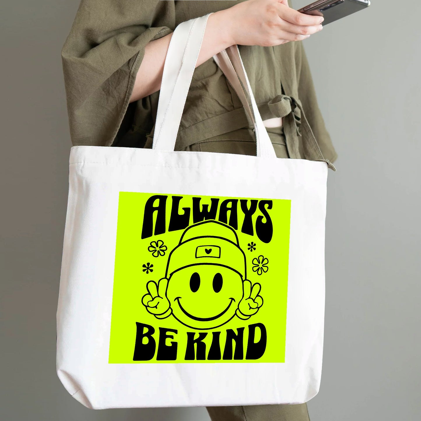 Retro Always Be Kind - 100% Cotton Tote Bag (Single-sided Print)