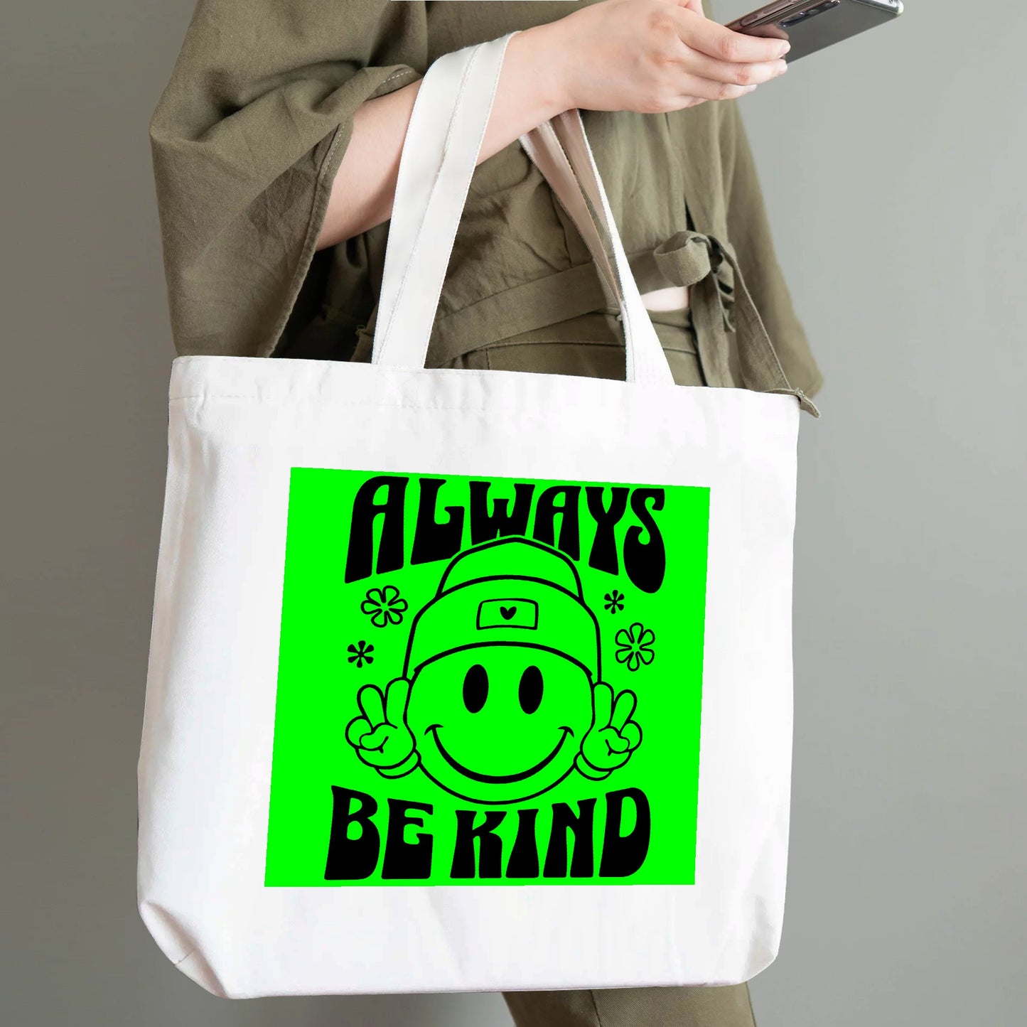 Retro Always Be Kind - 100% Cotton Tote Bag (Single-sided Print)