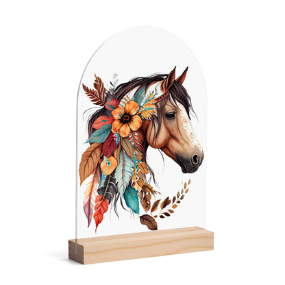 Horses - Lightweight Arch Acrylic Table Sign with Wood Stand