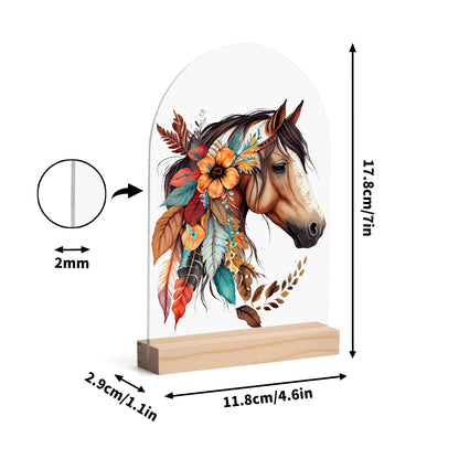 Horses - Lightweight Arch Acrylic Table Sign with Wood Stand