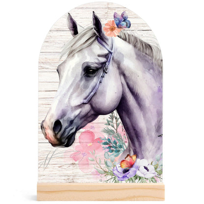 Horses - Lightweight Arch Acrylic Table Sign with Wood Stand