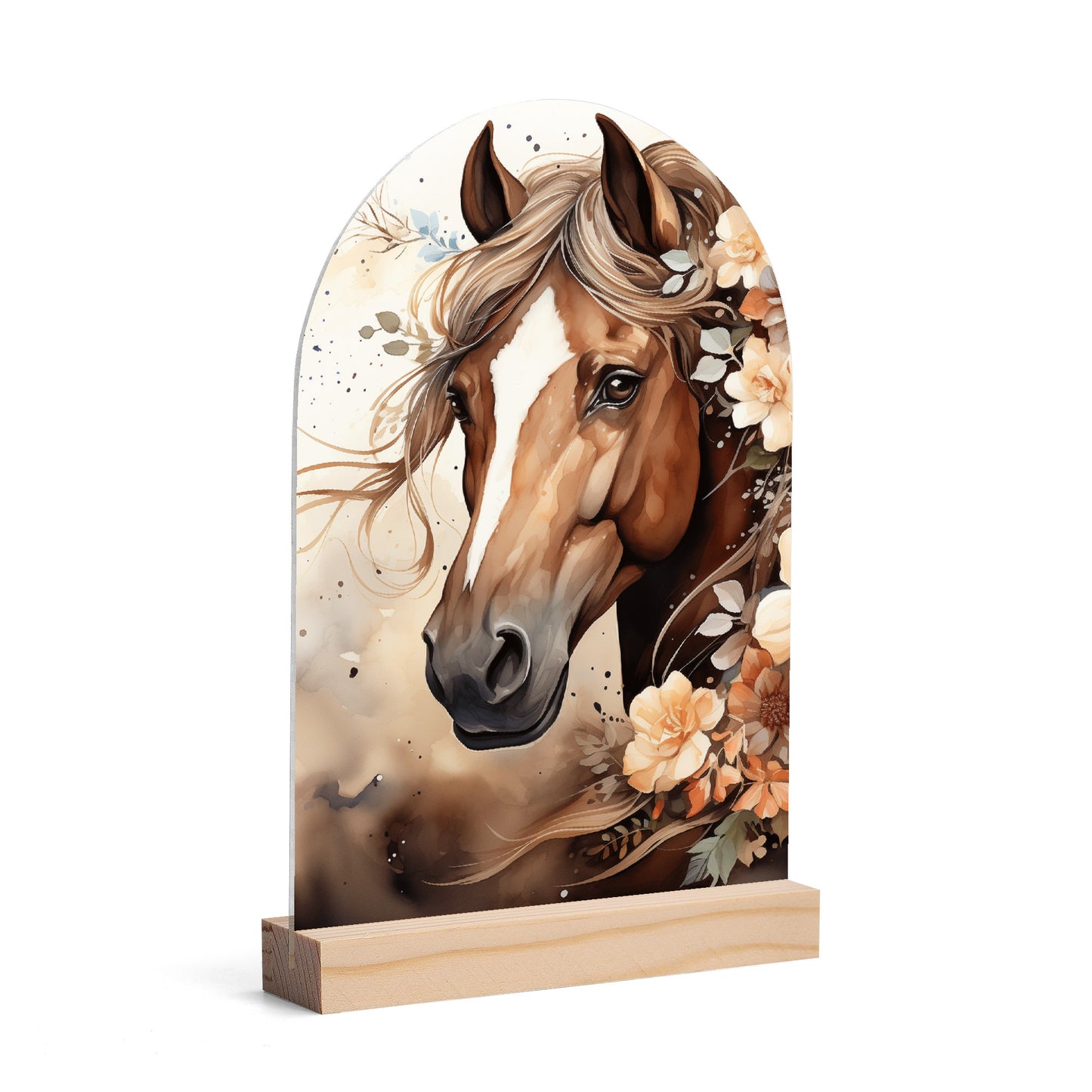 Horses - Lightweight Arch Acrylic Table Sign with Wood Stand