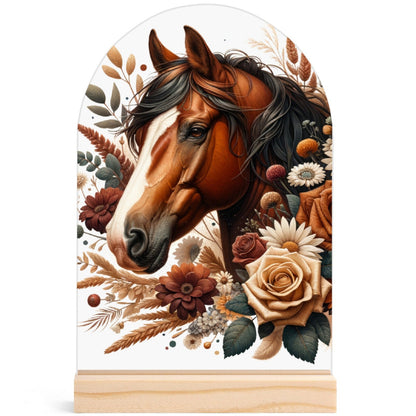 Horses - Lightweight Arch Acrylic Table Sign with Wood Stand