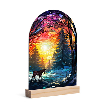 Horse Silhouettes - Lightweight Arch Acrylic Table Sign with Wood Stand