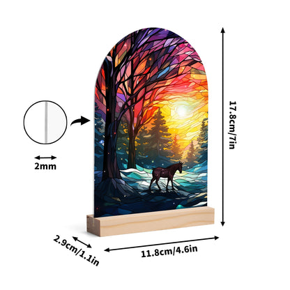 Horse Silhouettes - Lightweight Arch Acrylic Table Sign with Wood Stand