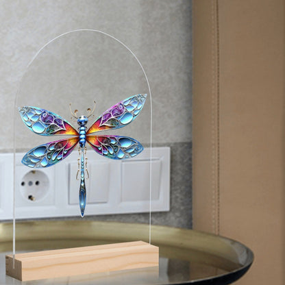 Dragonfly - Lightweight Arch Acrylic Table Sign with Wood Stand