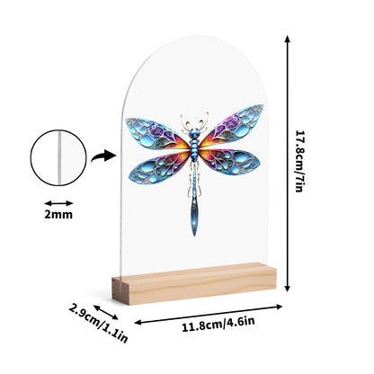 Dragonfly - Lightweight Arch Acrylic Table Sign with Wood Stand