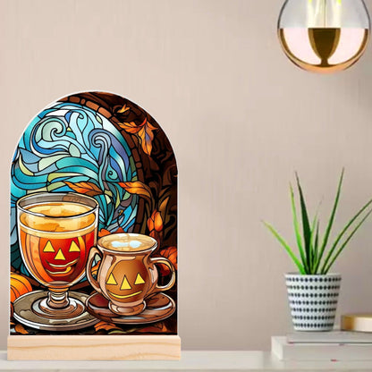 Pumpkin Spice - Lightweight Arch Acrylic Table Sign with Wood Stand