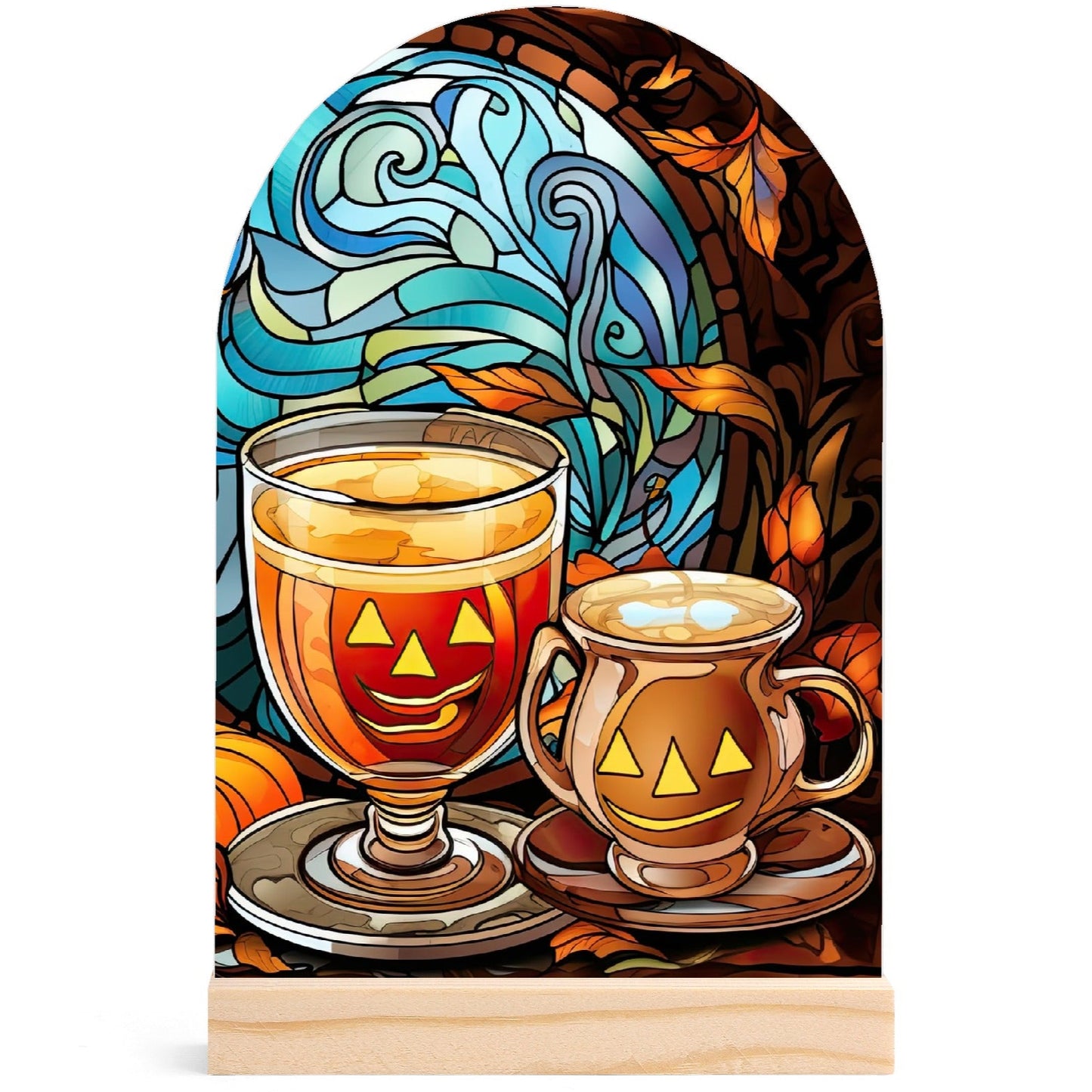 Pumpkin Spice - Lightweight Arch Acrylic Table Sign with Wood Stand