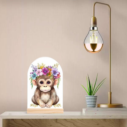 Sloth - Lightweight Arch Acrylic Table Sign with Wood Stand